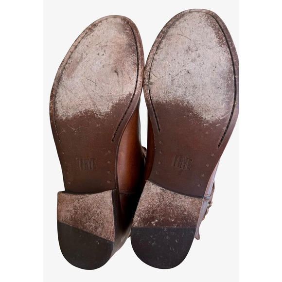 Frye Melissa Seam Harness Tall Riding Boots Brown Leather Women's 8 B USA - Picture 10 of 13